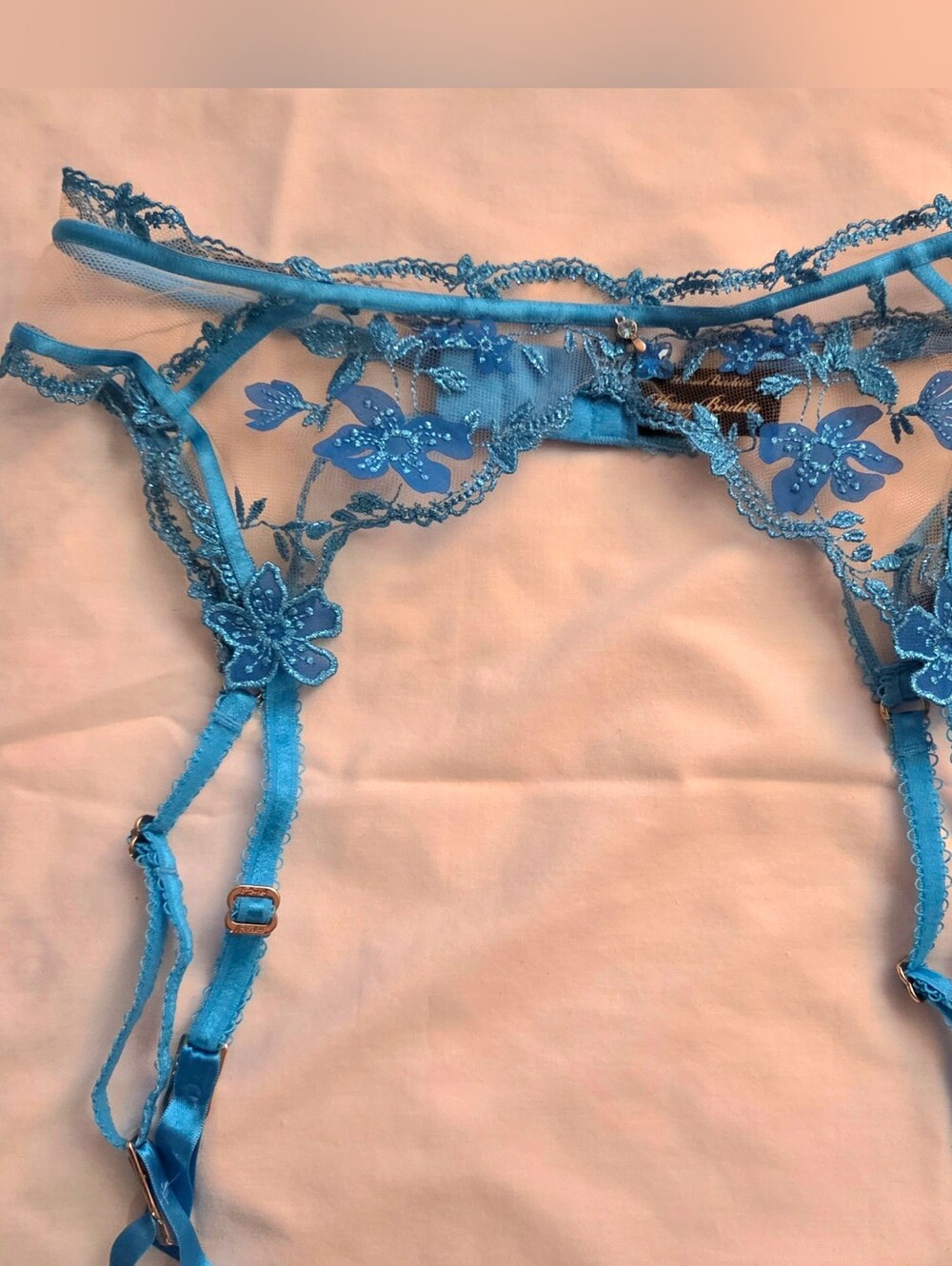 Honey Birdette Sabrina Turquoise Blue Garter Belt - Size Small (NWOT)